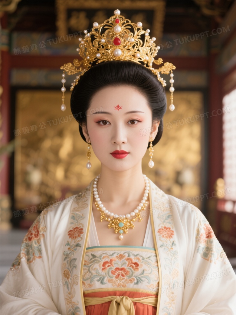 中国唐朝杨贵妇古风头戴皇冠