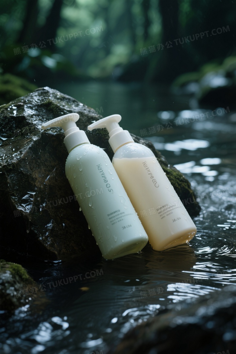 ​大师摄影俩瓶洗发水依靠在一起