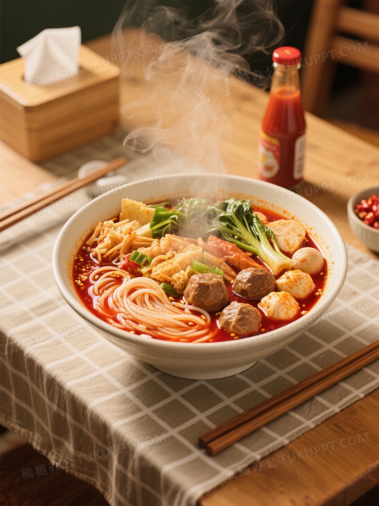 真实摄影一碗热气腾腾的麻辣烫