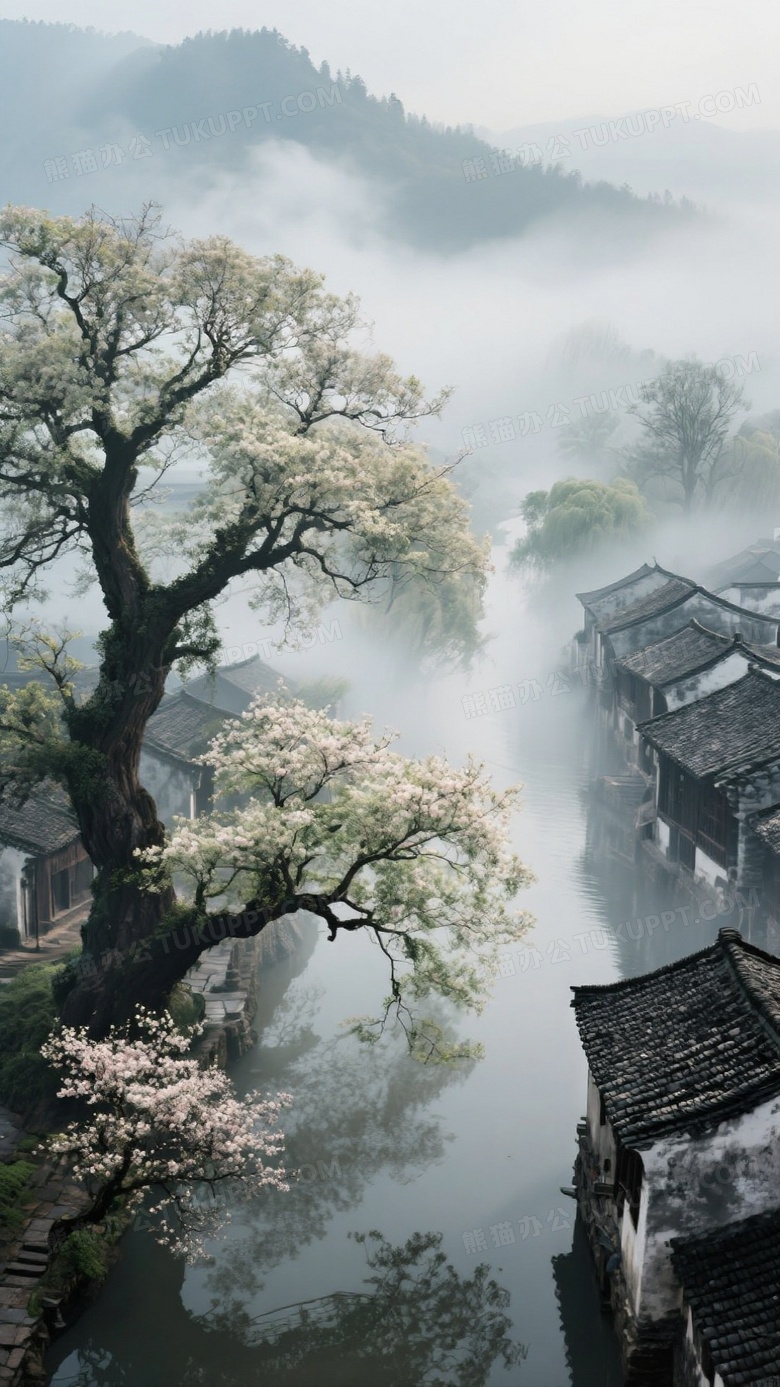 国画泼墨风格风光摄影