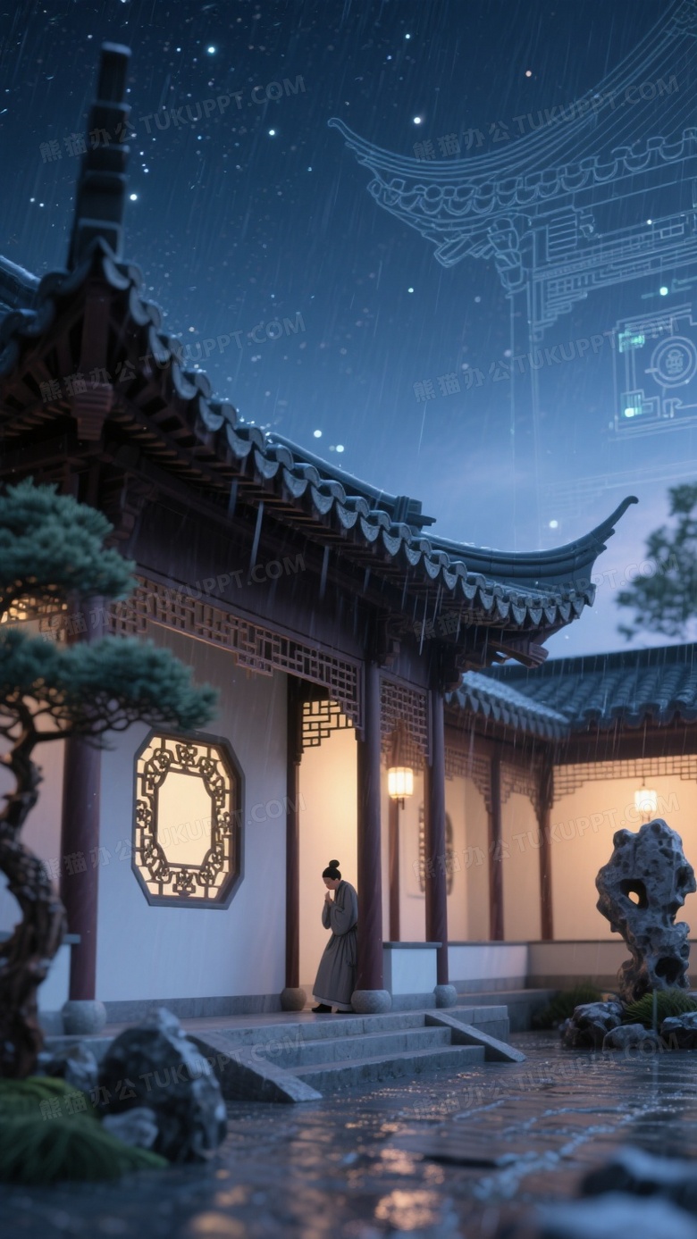 浪漫古风梦幻仰视水平构图