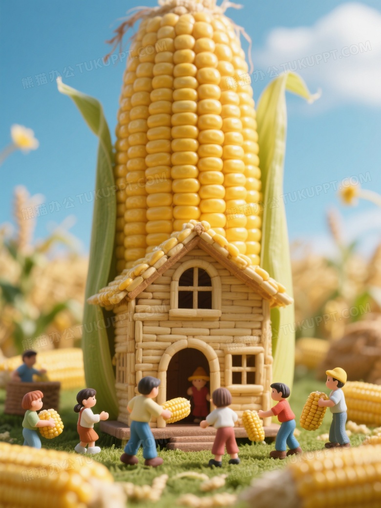 微观世界微缩摄影巨型玉米做的房子