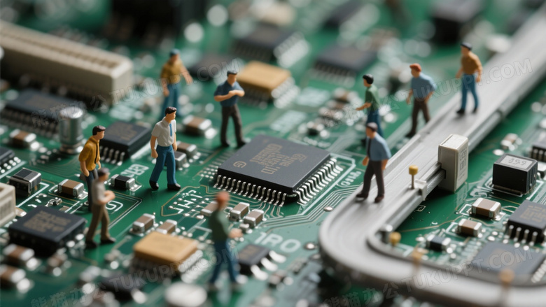 微距摄影集成电路板如同忙碌的街道