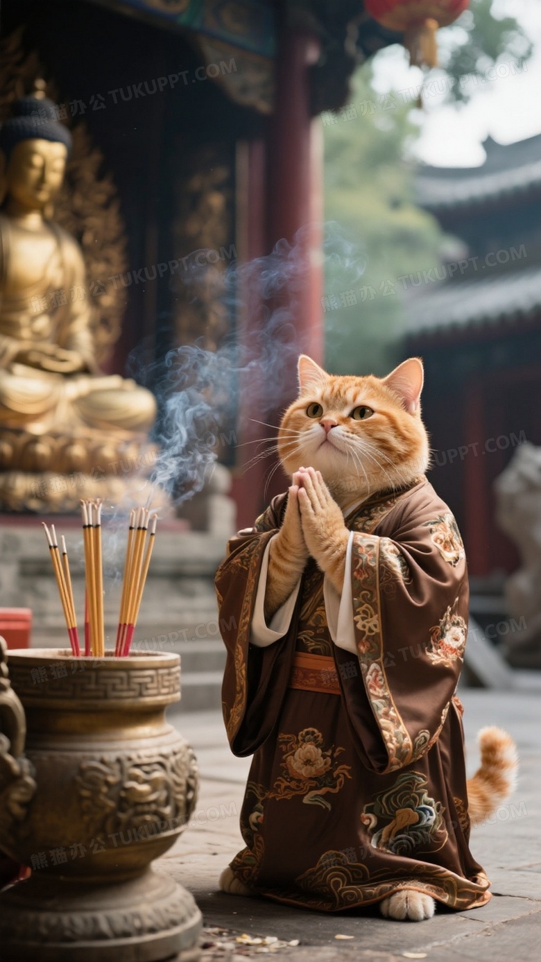 写实主义全景一只咖啡色的胖橘猫