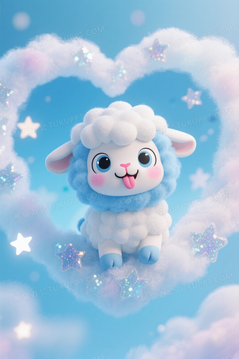 一只蓝白相间毛茸茸有着大大眼睛和腮红