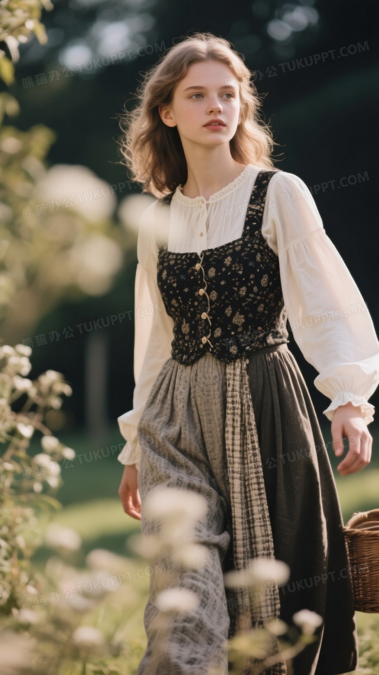 年轻18岁外国女性田园休闲服饰