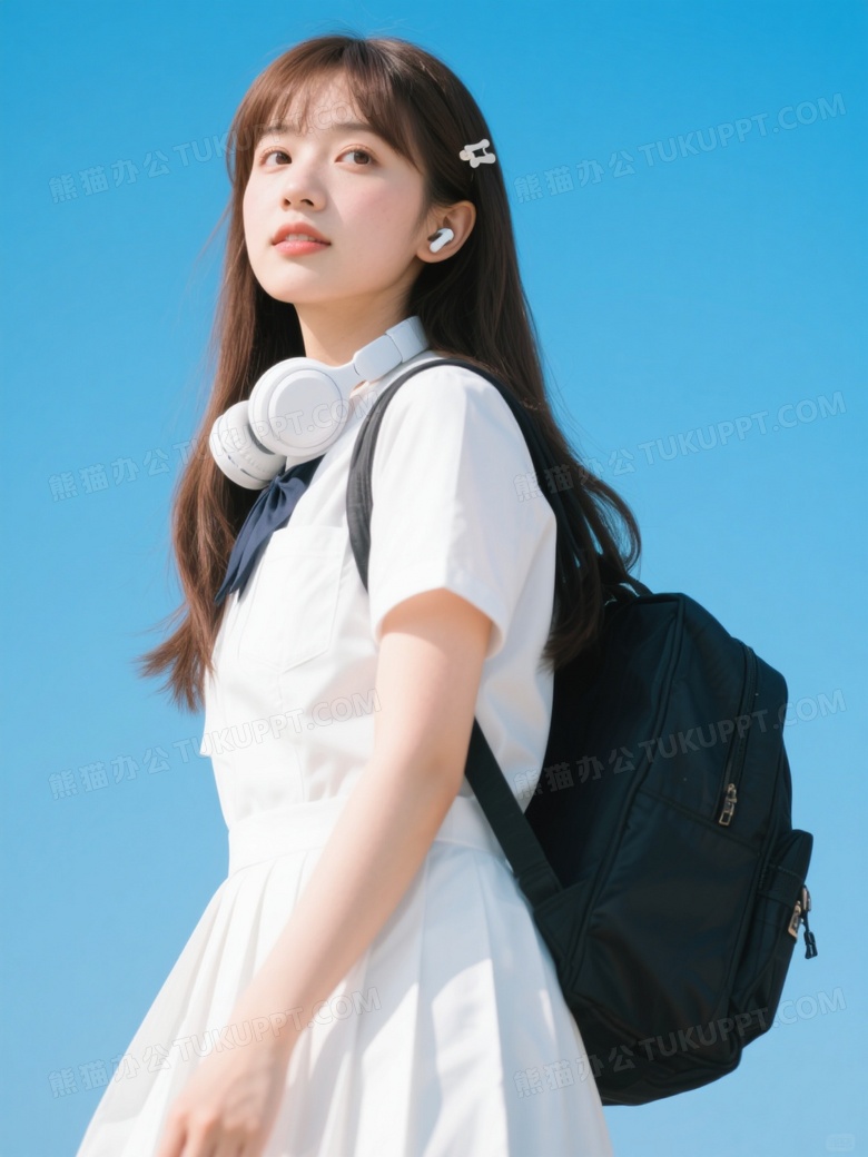 人像摄影一位少女少女身穿连衣裙