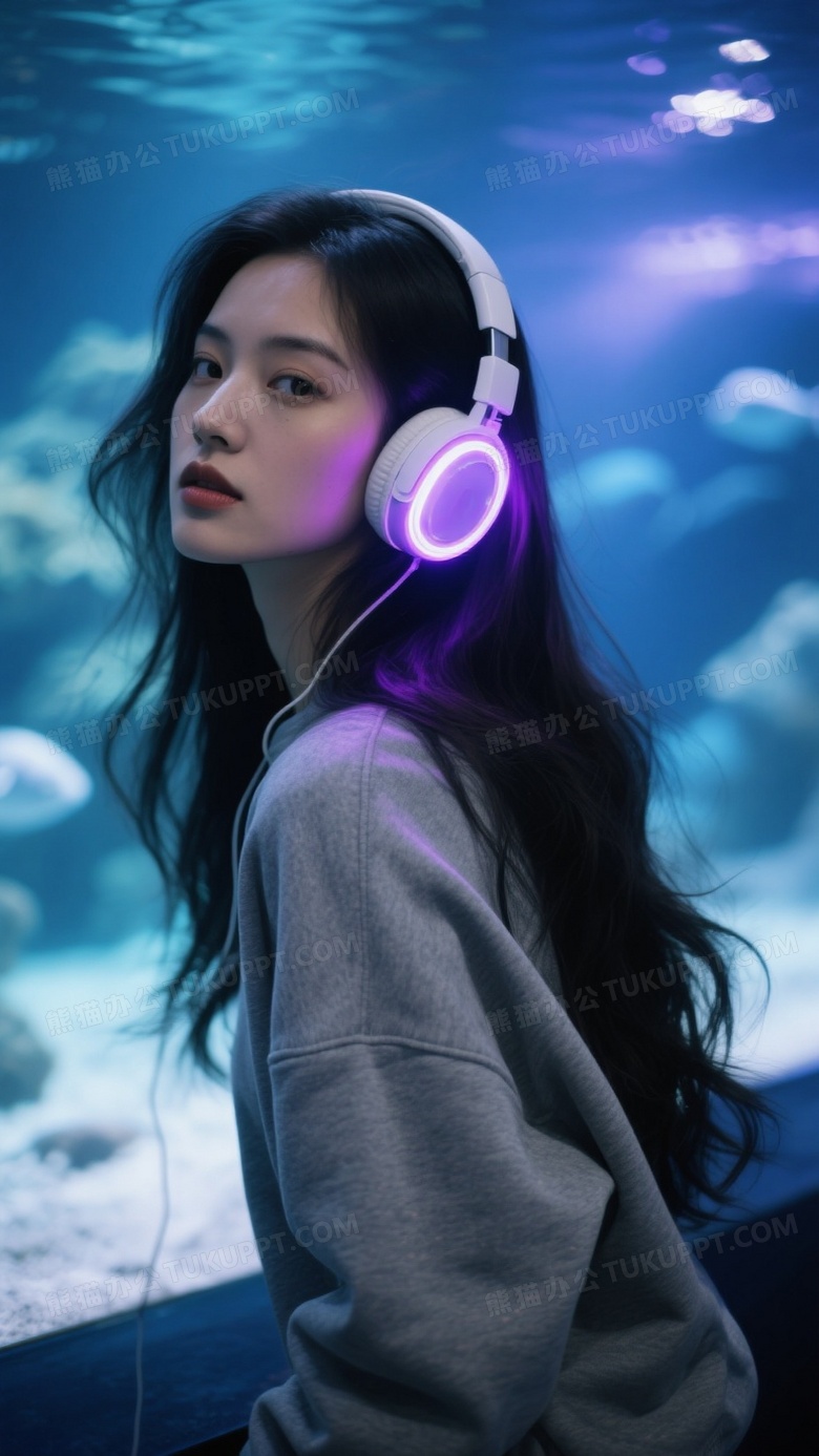 中国时尚潮流女模特海洋馆