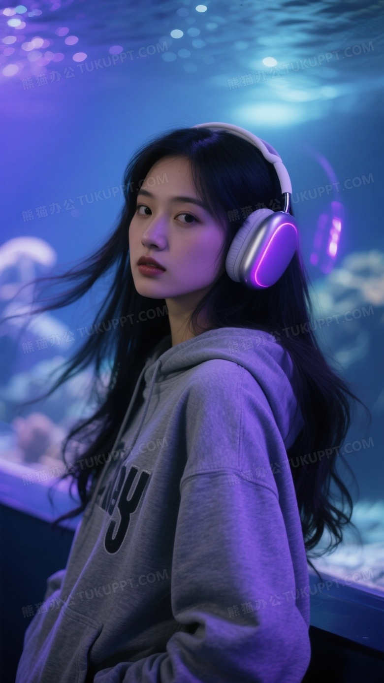 中国时尚潮流女孩海洋馆