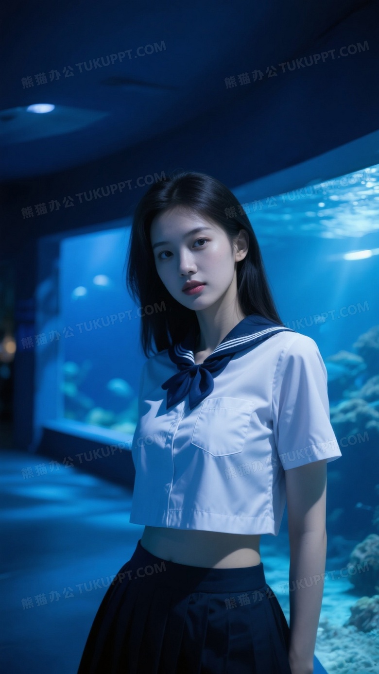 人像摄影上半身拍摄在海洋馆拍摄