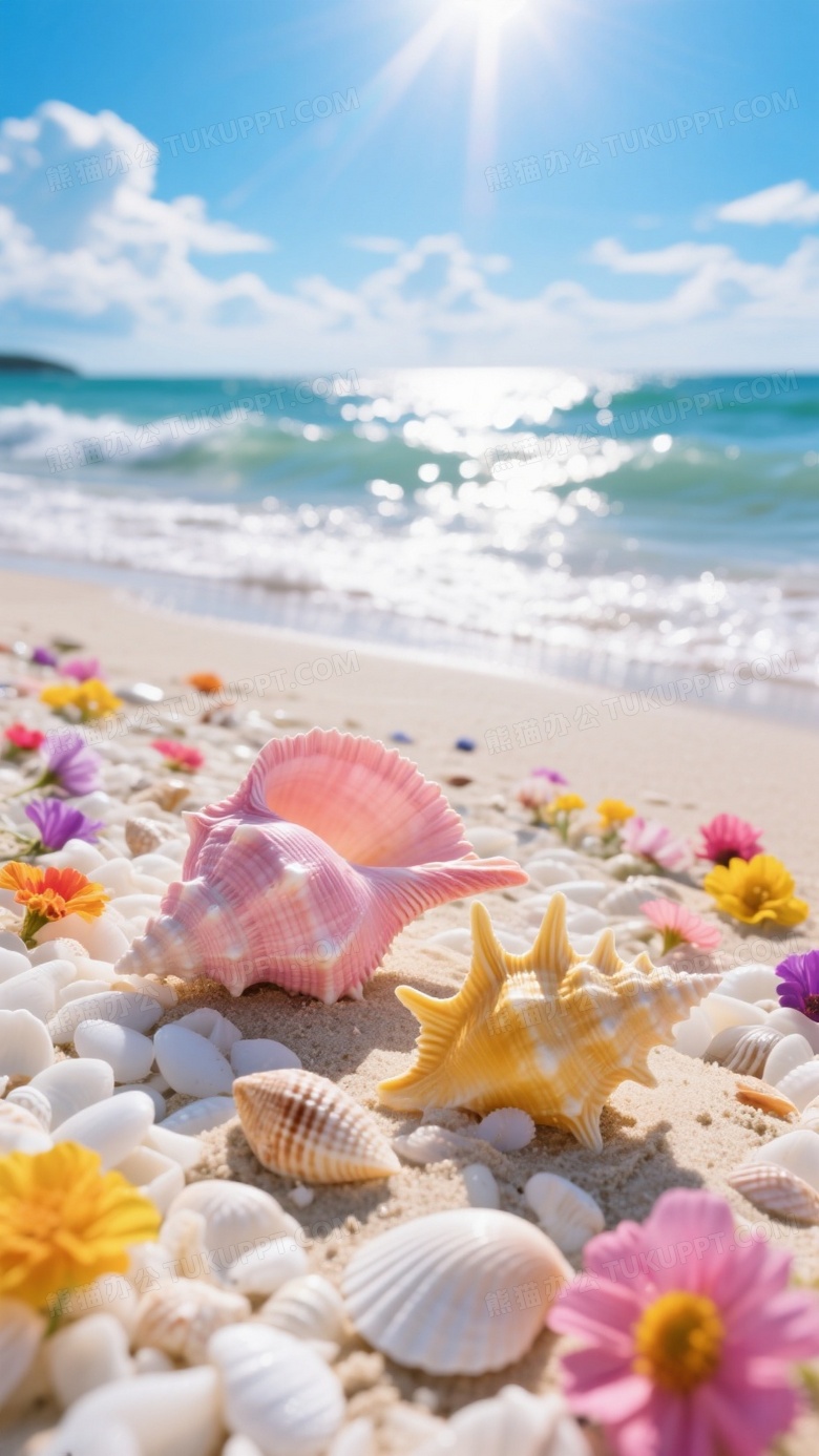 海滩上覆盖着白色的贝壳