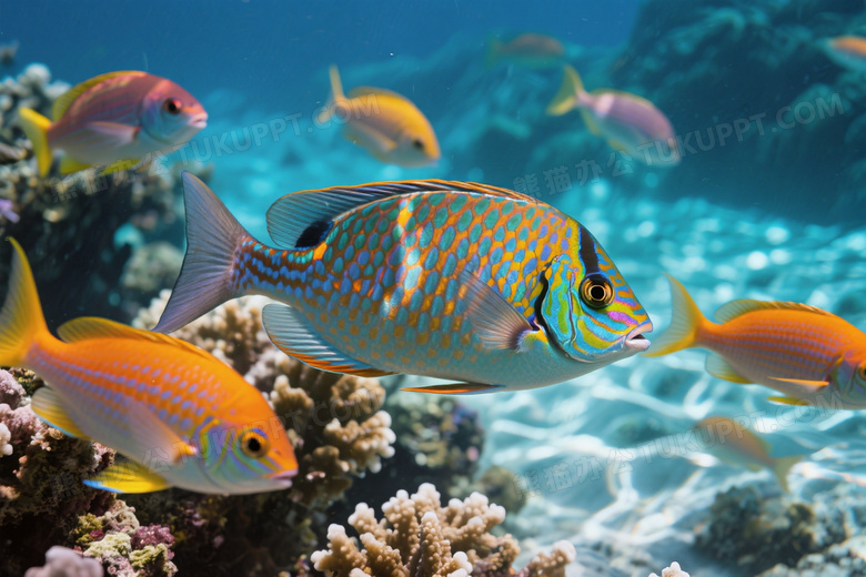 一条热带鱼特写镜头近景