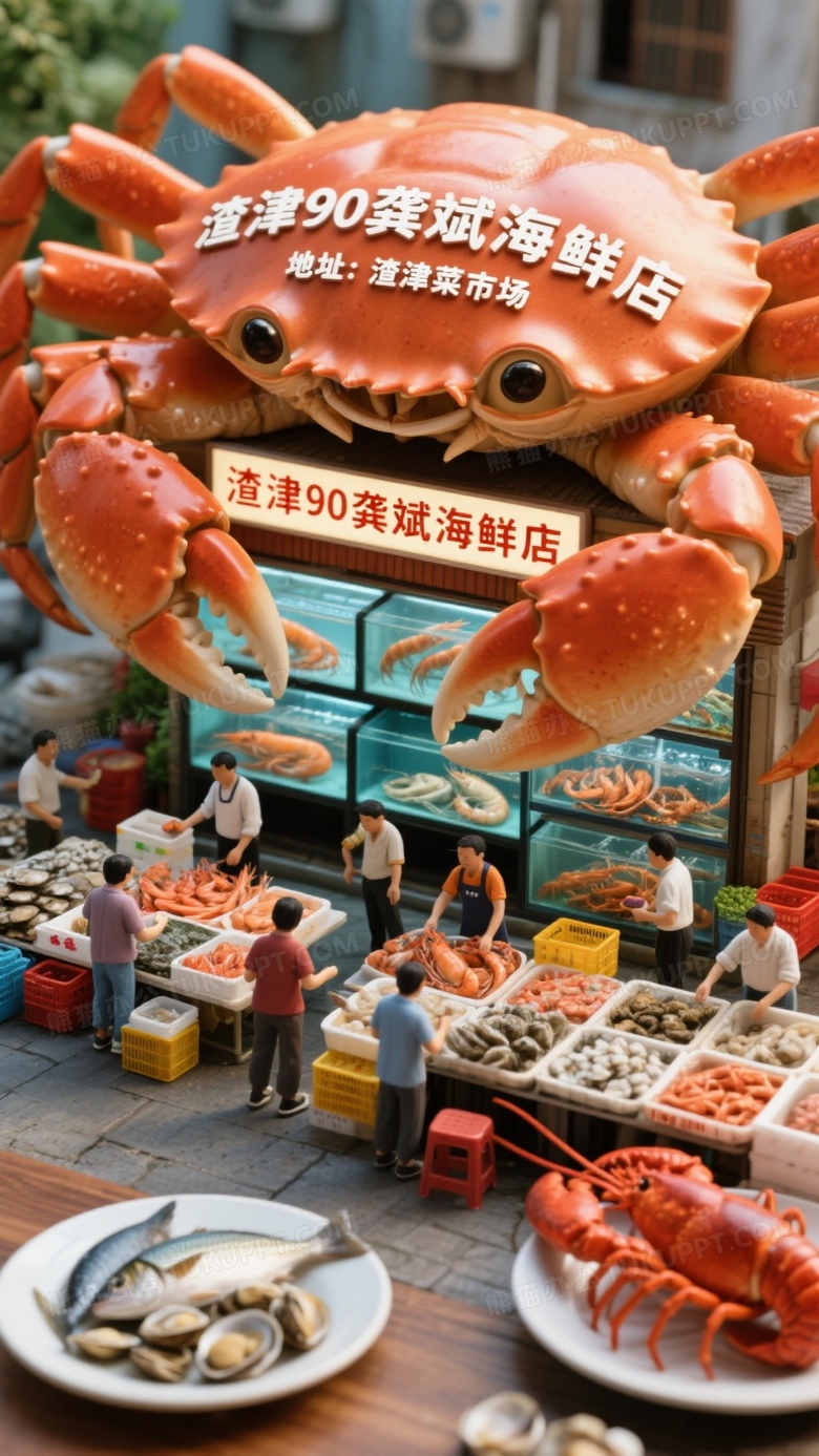 一个巨大的螃蟹做成的店铺