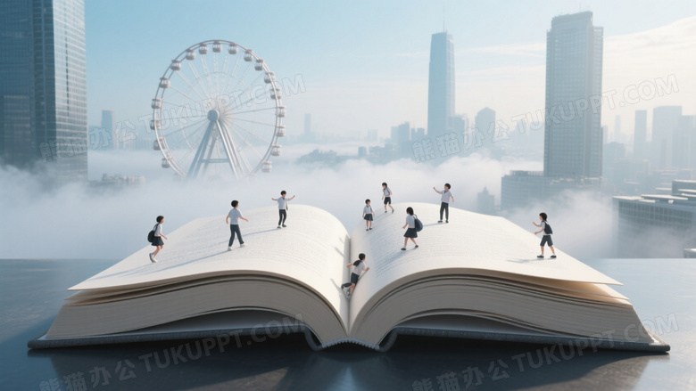 一本巨大的书本横空展开