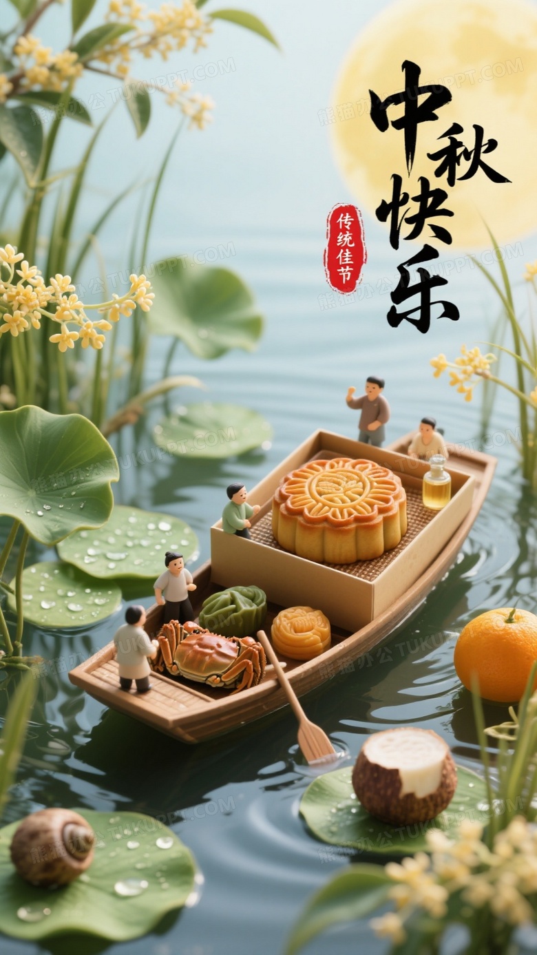 中秋节主题场景右上加草体