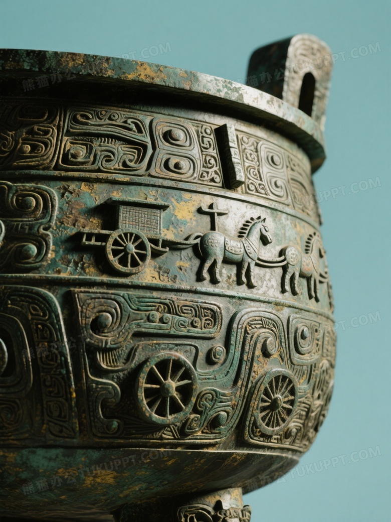 巨大商周青铜器表面微距浮雕摄影