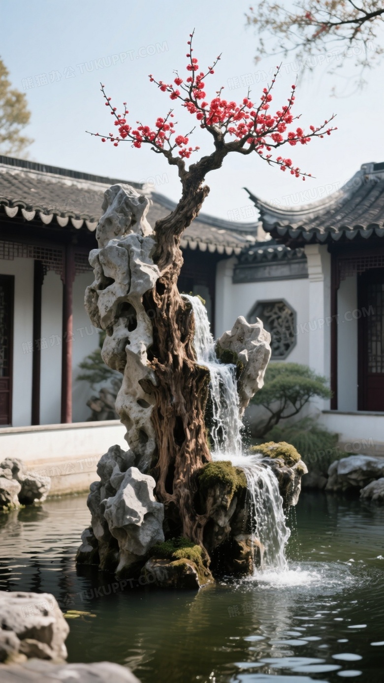 苏式庭院中一座造型独特的假山