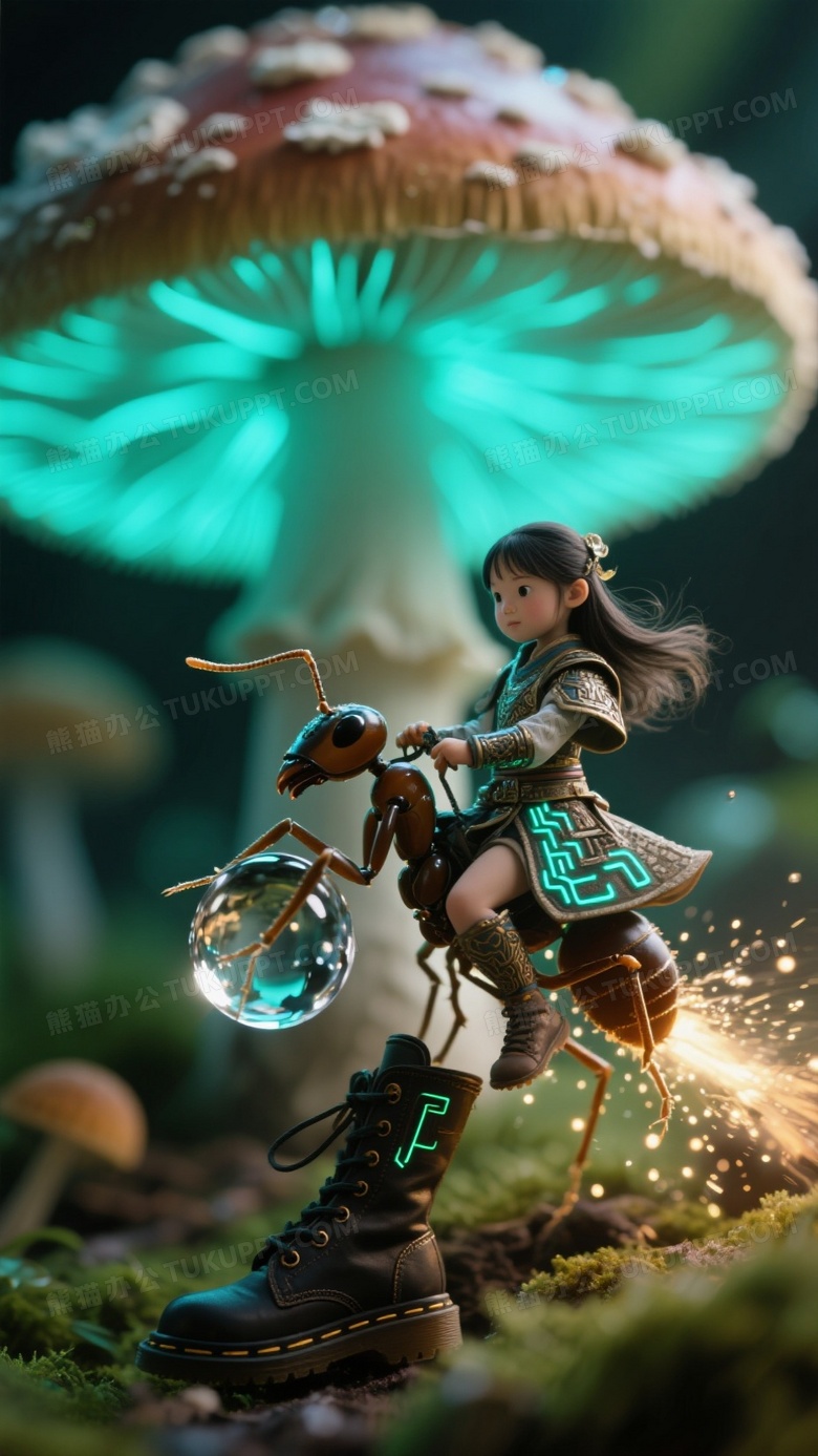 微距世界摄影水晶露珠折射出骑蚂蚁的女童