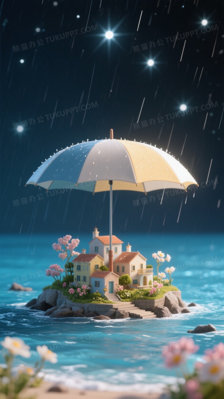 微缩景观微距摄影描绘了一把雨伞下守护的一片天地