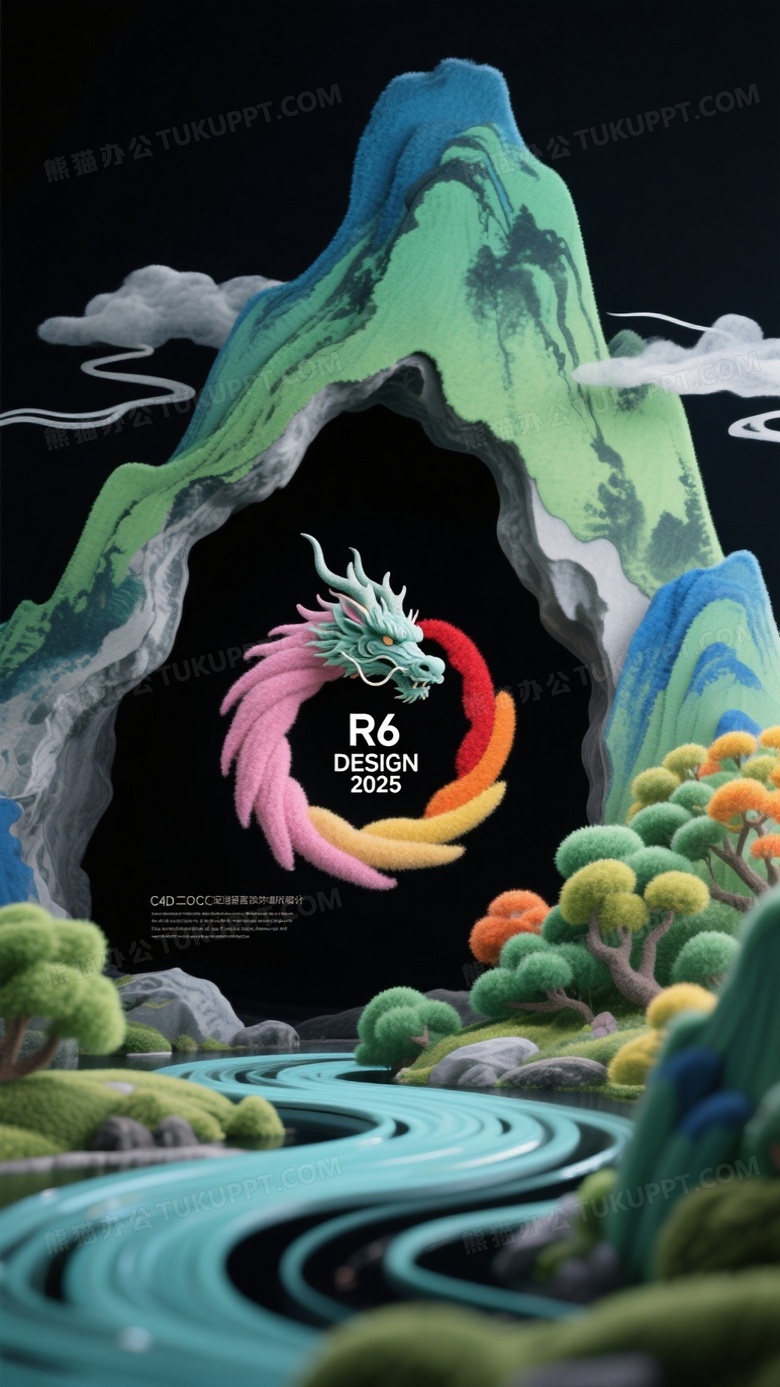 毛毡风格春天的森林咖啡馆