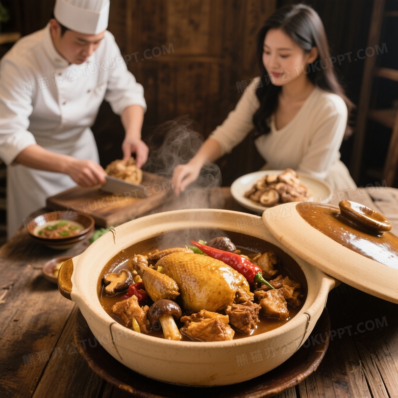 厨师和美女在做商业摄影级美食摄影