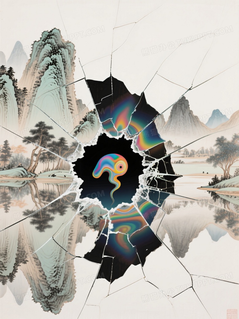 新工笔震撼的异次元水墨的裂痕