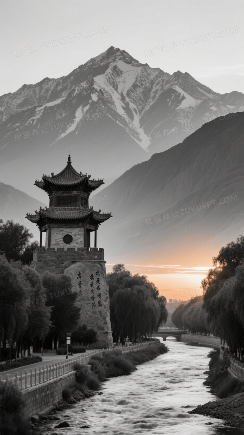 祁连山脉高耸入云仿佛一条幽静的巨龙伫立在大地之上