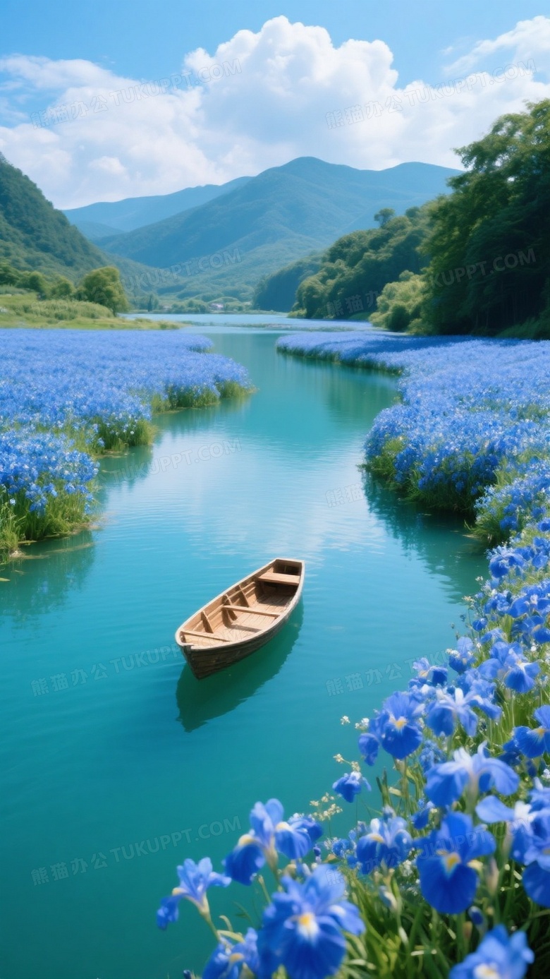 碧蓝的河水开满了蓝宝石的花朵
