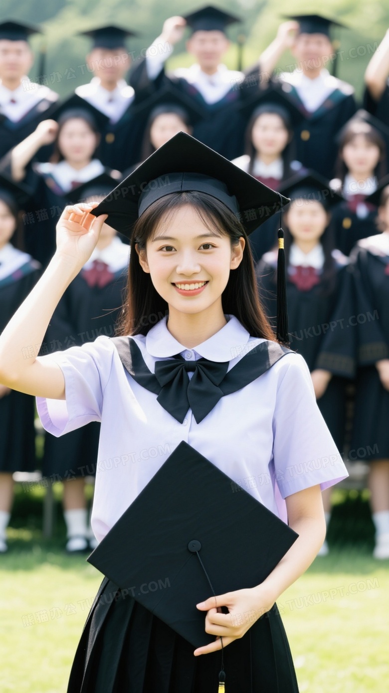 拍博士毕业照的美女大学生