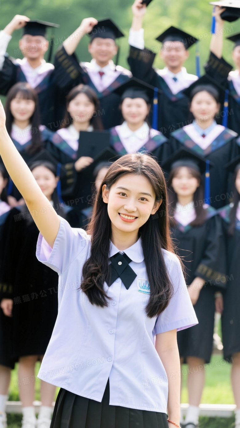 拍博士毕业照的美女大学生