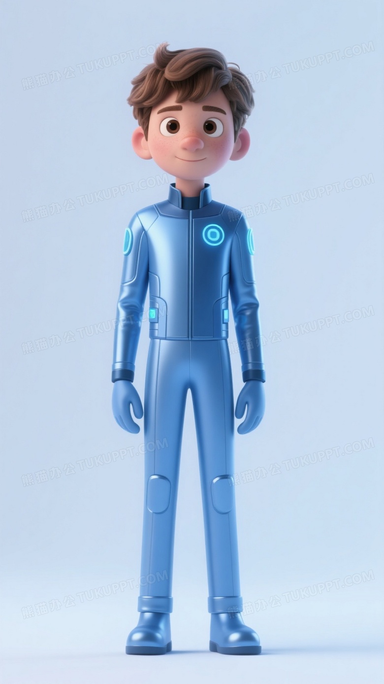 一个男生科技外衣蓝色调