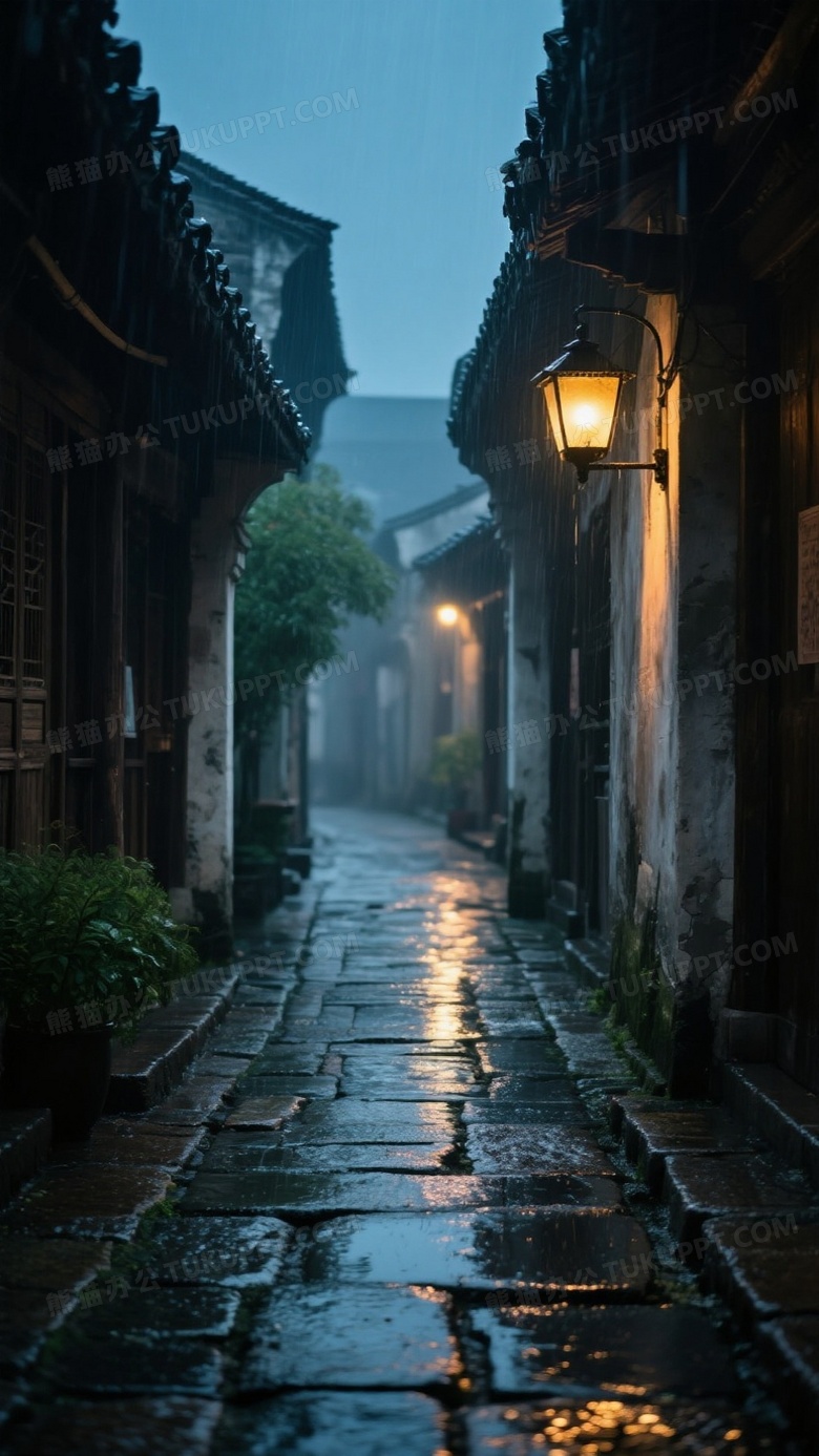 雨夜小巷子图片生成信息