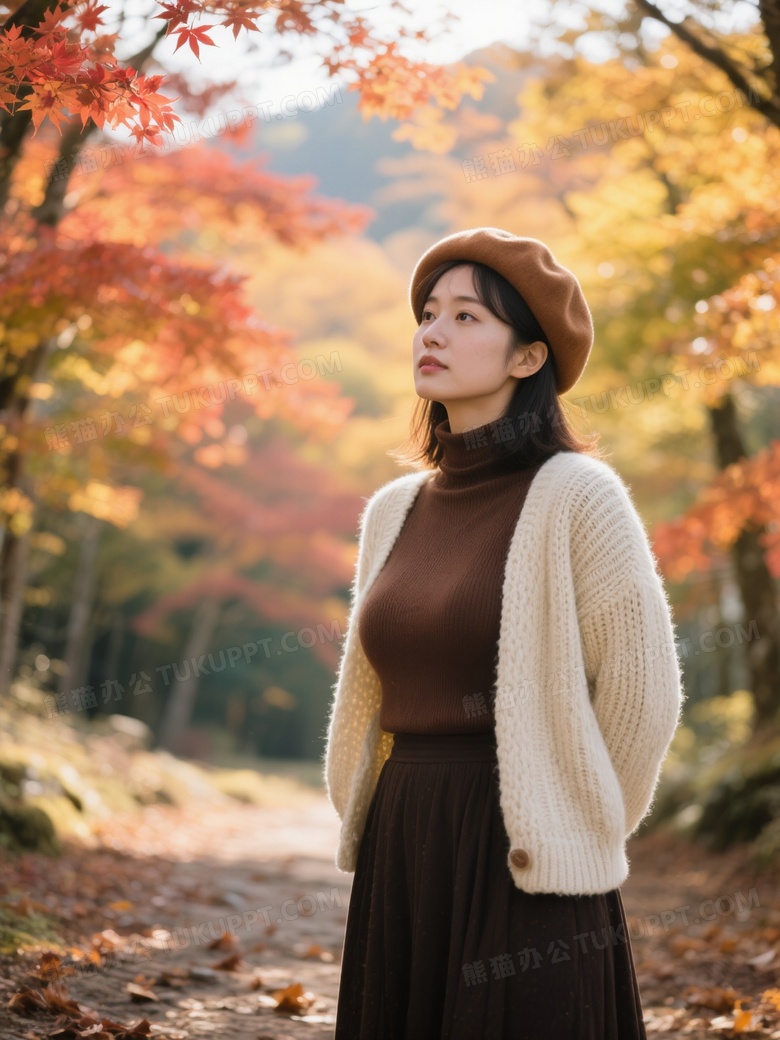 ​日本京都郊區的秋日山林