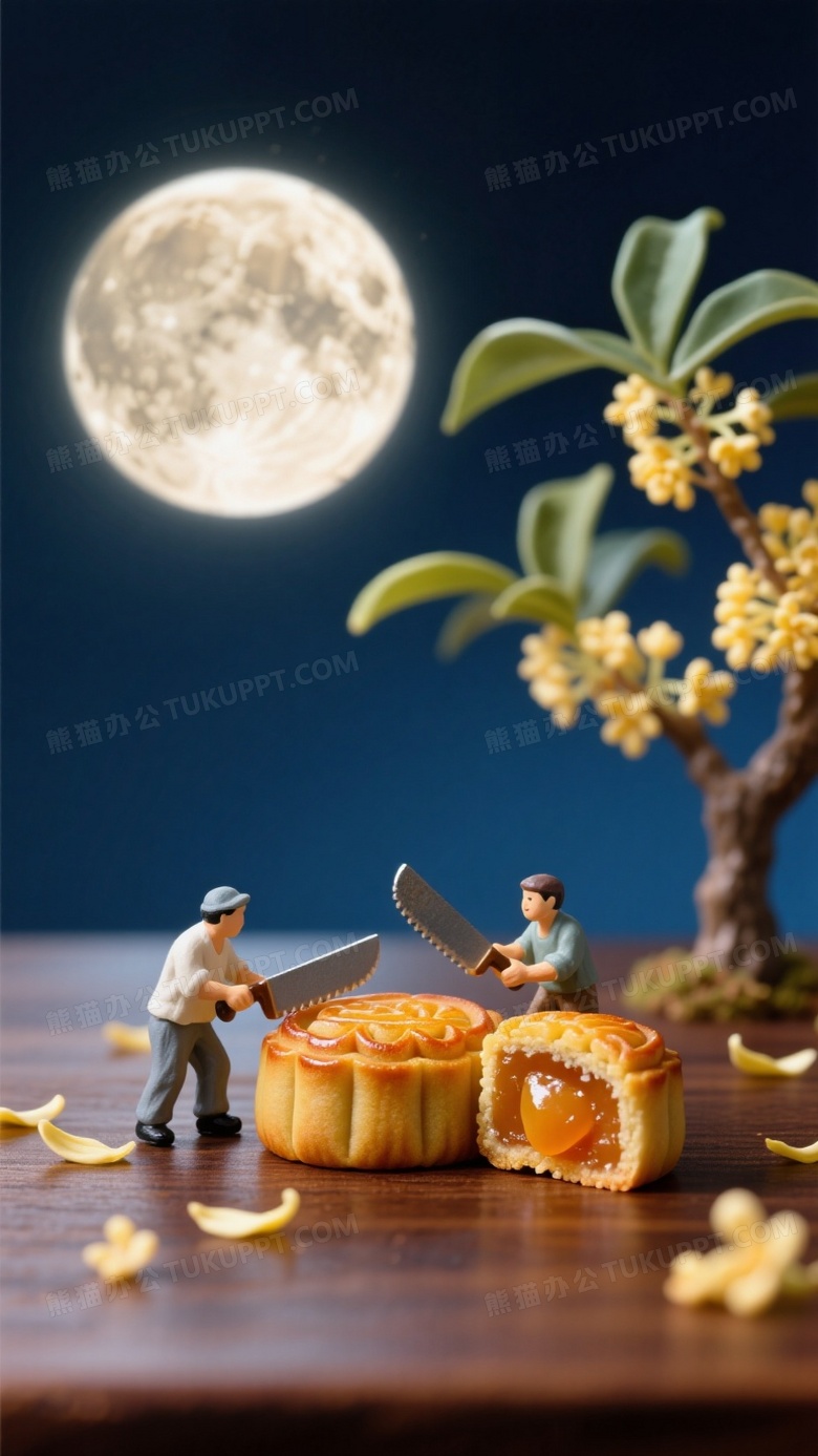 微距镜头桌面中秋节微型月饼