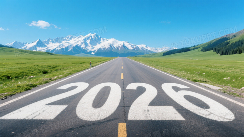 超高清公路景观对称构图突显道路中线