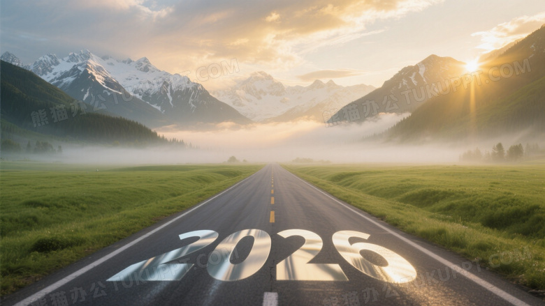 超高清公路景观摄影中心对称构图突显笔直道路中线