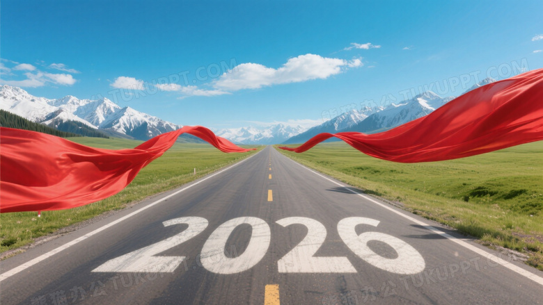 超高清公路景观对称构图突显道路中线