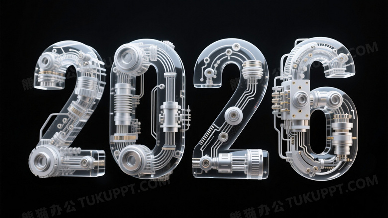 黑色背景上精密机械组成的数字