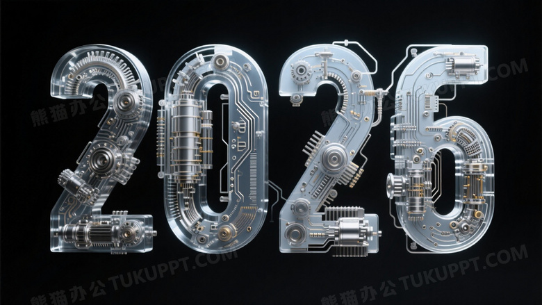 黑色背景上精密机械组成的数字