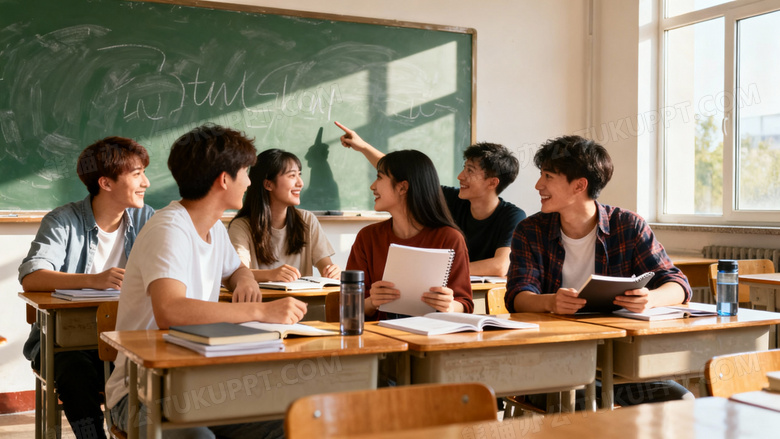 大学生有男孩有女孩充满朝气在教室