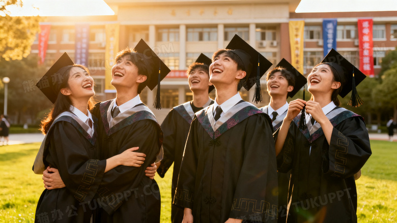 那天同学们都穿上了学士服