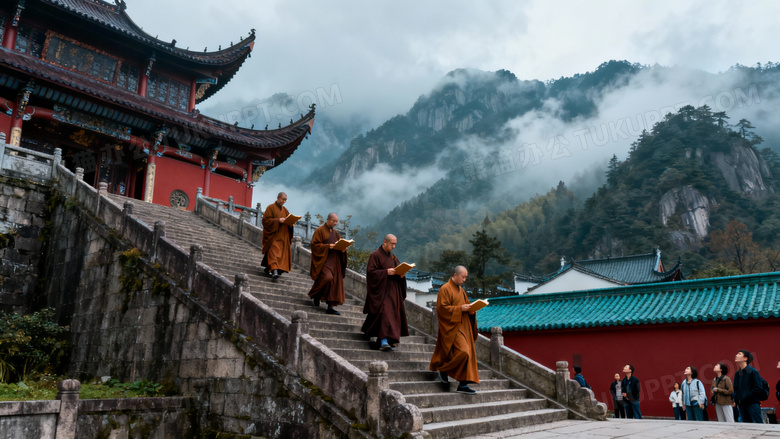 九华山美丽的人文风景图片