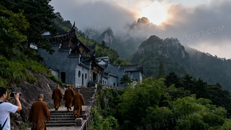 九华山美丽的人文风景图片