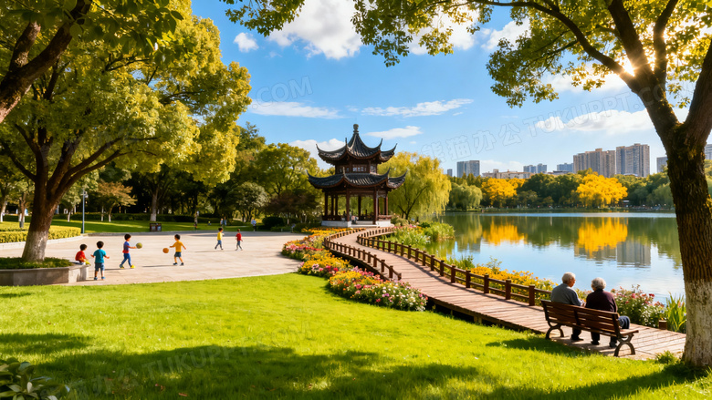 中国城市公园美景图片