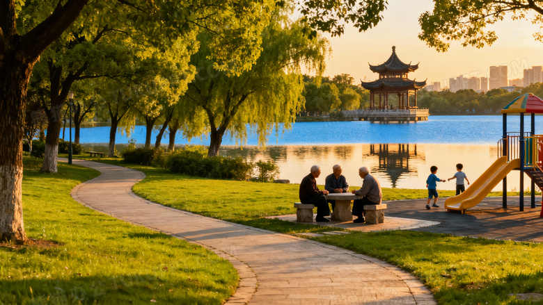 中国城市公园美景图片