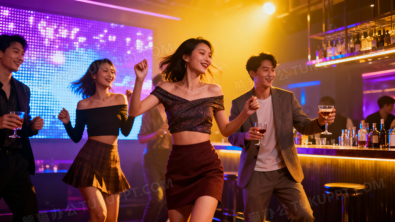 美女帅哥在夜店的图片