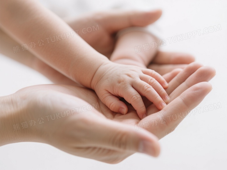大人托婴儿手特写图片
