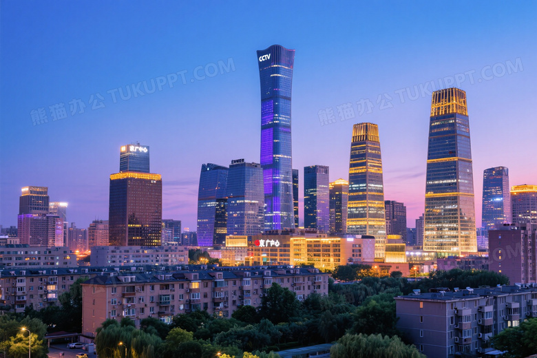 北京国贸CBD夜景高清图片