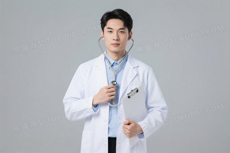 男医生持听诊器查体图片