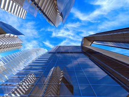 蓝天白云城市建筑物高清摄影图片